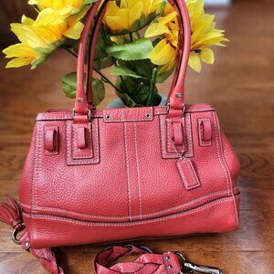 Coach Hampton Braid Accent Tassel Leather Handbag Purse